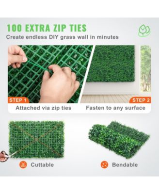 Boxwood Hedge Wall Panels Set of 12, 24" x 16", UV Protected for Garden