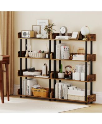 4 Tier Open Bookcase Industrial Shelf with Anti Tip Hardware