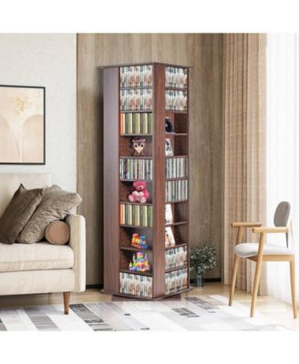 Media Storage Cabinet, Rotating Tower, Holds 1040 CDs, Espresso Finish