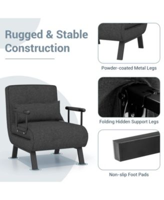 6-Position Convertible Sleeper Armchair Lounge Couch with Pillow