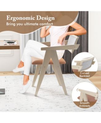 Mid Century Wooden Accent Chairs Set of 2 with Leathaire Cushions