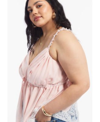 Women's Lace-Trim Satin Camisole Top