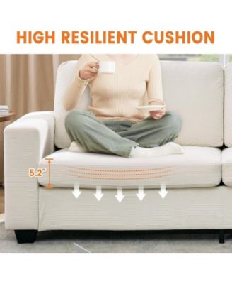 83 Inch Comfy Corduroy Couch Modern Upholstered Sofa Wide Armrests Cloud Couch Deep Seat Sturdy Living Room