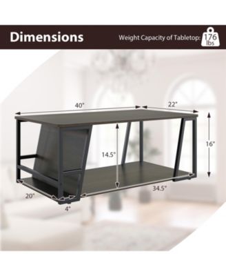 Industrial Coffee Table 2 Tier with Storage Shelf Rectangle