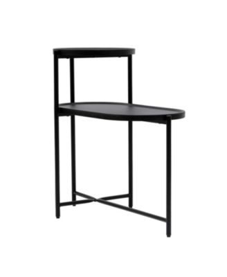 Round Wooden Coffee Table with 2-Tier Storage Tray in Black