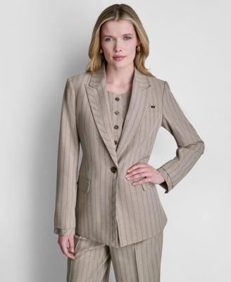Women's Pinstripe Notch Collar Blazer, Regular & Petite