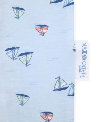 Baby and Toddler Boys 12M-5T Sail Boat Crewneck Top and Pants, 3-Piece Pajama Set