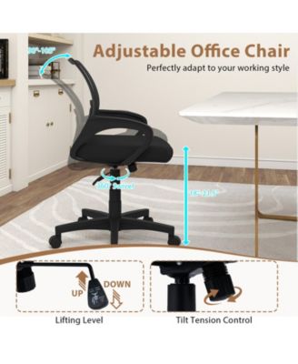 Mid Back Office Chair Mesh Ergonomic Lumbar Support
