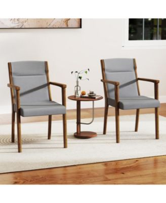High-Back Wooden Accent Chairs Set of 2 with Padded Cushions