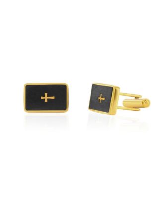 Stainless Steel, Brushed Gold Cross Cufflinks