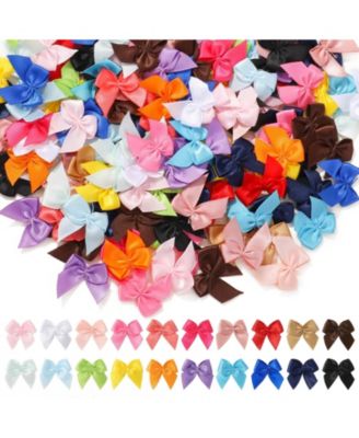 200pcs Mini Satin Ribbon Bows Tiny Crafts Decoration DIY Cheer Pins Clothespins Accessories Wedding Gift Box Ornament Multicolored