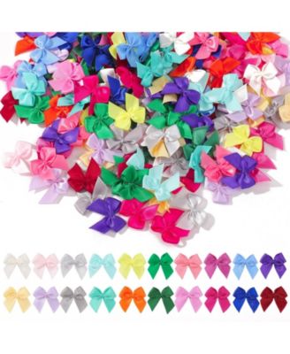 Gnuadz 200pcs Mini Satin Ribbon Bows Tiny Crafts Decoration Diy Cheer Pins Clothespins Accessories Wedding Gift Box Ornament Multicolored - Multicolor