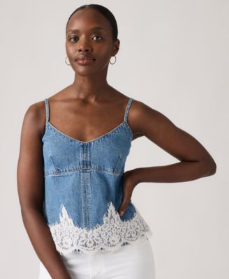 Women's 90s Denim Sleeveless V-Neck Cami Tank Top