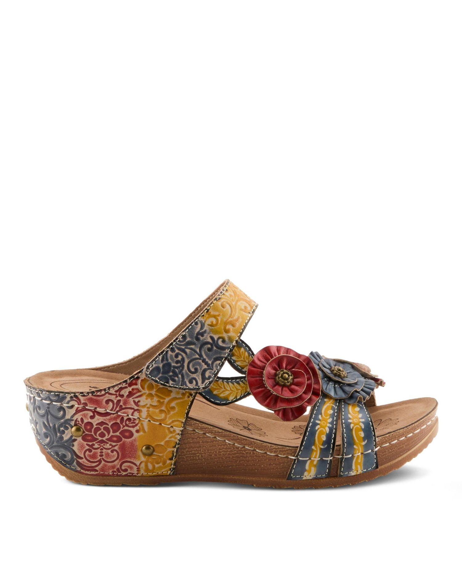 Women s Ohsosweet Floral Leather Wedge with Soft Cushioned Insole