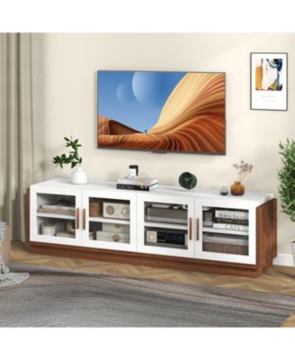 70 in TV Stand with 4 Tempered Glass Doors for TVs up to 75