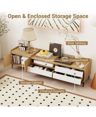 71 in Mid-Century Entertainment Center with Drawers and Storage Cabinet