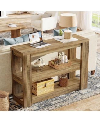 41.34-Inch Console Table, 3-Tier Farmhouse Entryway Table with Storage Shelves, Narrow Sofa Console Behind the Couch