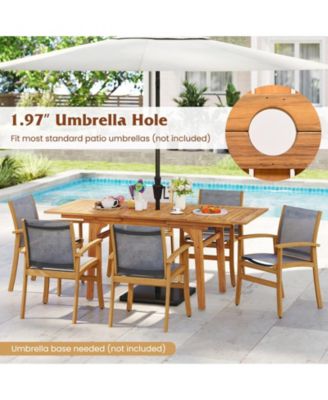 Expandable Acacia Wood Patio Dining Table for 6-8