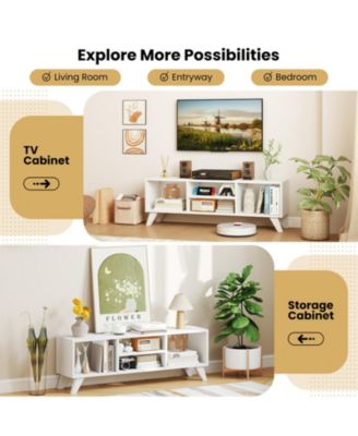 48 in Modern TV Console with 4 Open Storage Compartments