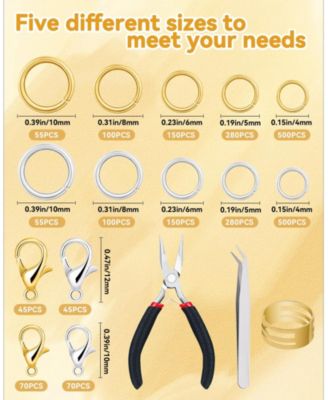 2400pcs Jump Rings Kit Jewelry Making Supplies Necklace Repair Lobster Clasps Pliers Tweezer Opener Earrings Charms