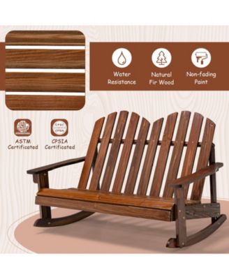 Fir Wood Outdoor Rocking Chair 2-Person with Slatted Seat