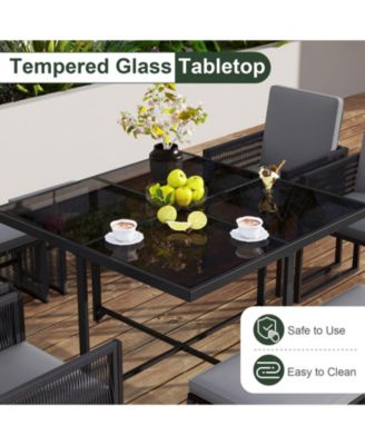 9 Piece Patio Dining Set with Cushions for Yard and Garden