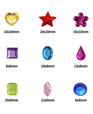 900pcs Flatback Rhinestones Jewels Pirate Party Crafting Embellishments 9 Shapes