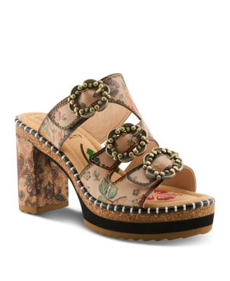 L`Artiste Women's Milemarker  Floral Sandal with Cushioned Footbed Comfort