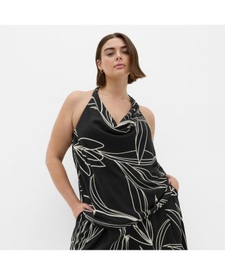 Plus Size Shania Bloom Print Cowl Neck Top