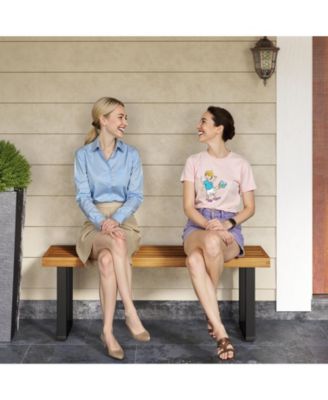 48-Inch Acacia Wood Bench with Slatted Seat