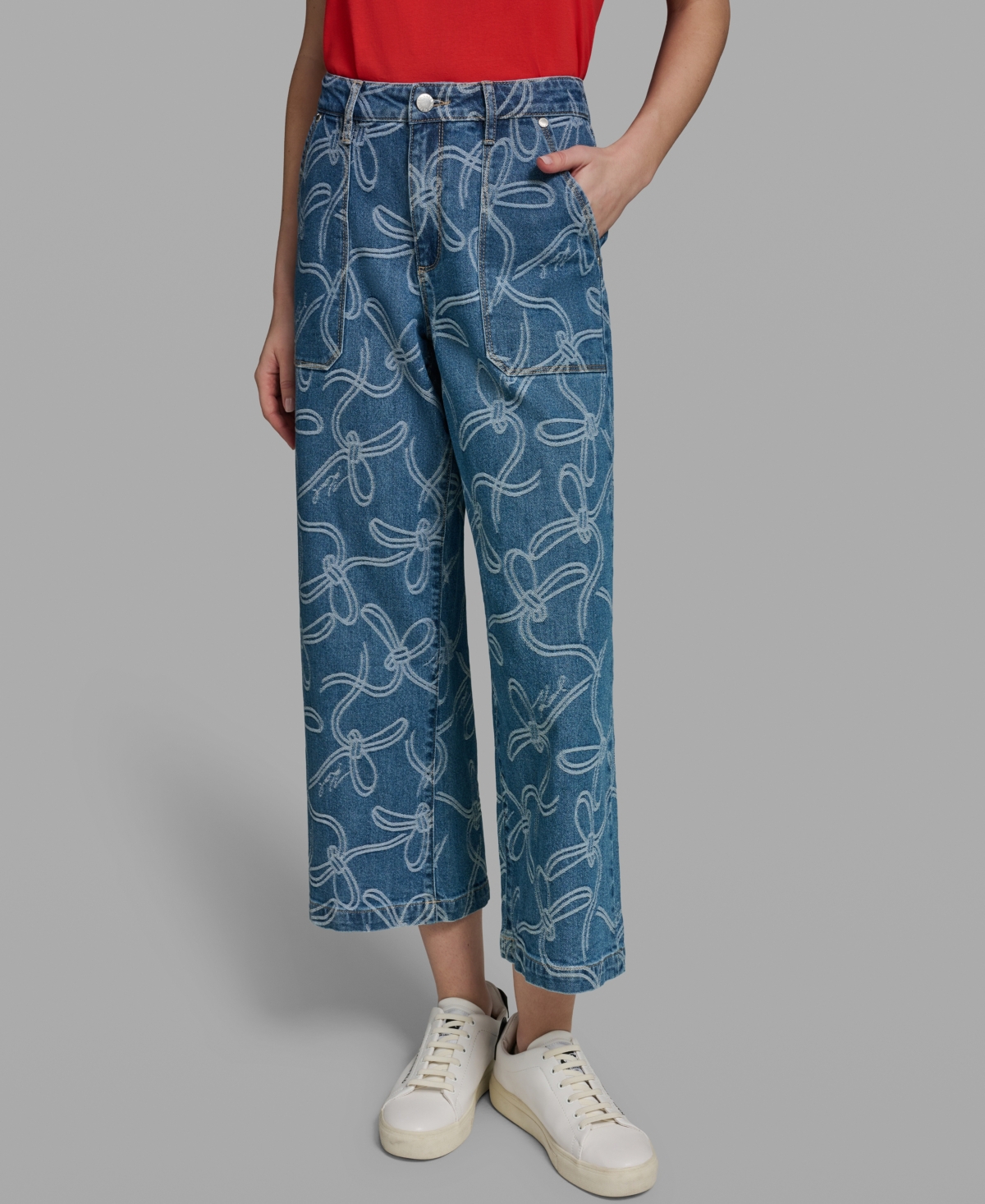 Karl Lagerfeld Paris Petite Mid-Rise Ankle Jeans