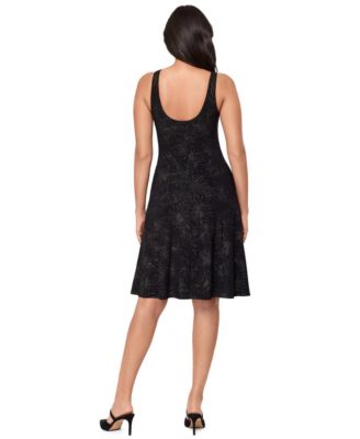 Women's Skylights Starburst-Print Round Neck Midi Dress