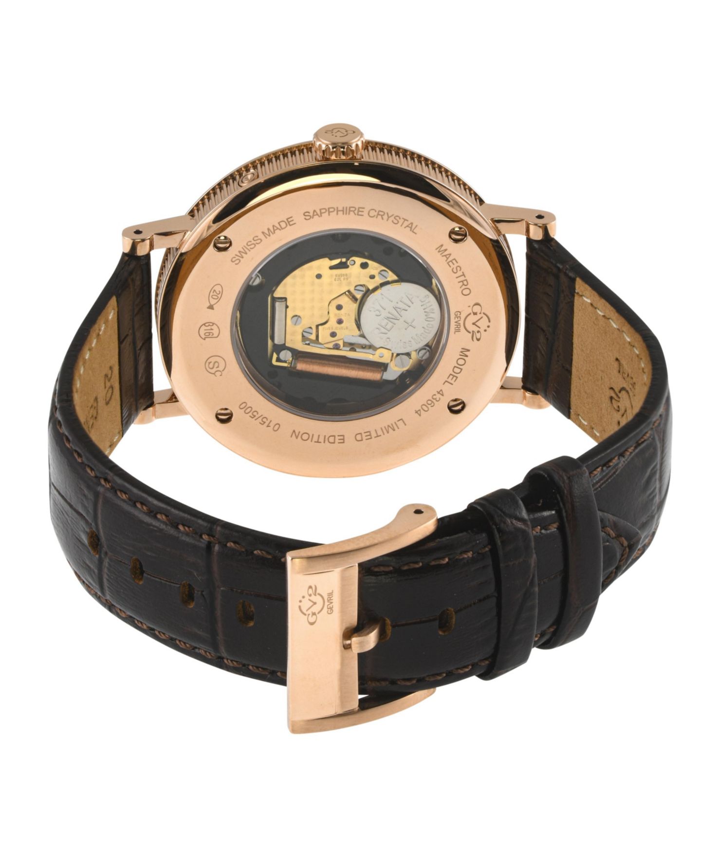 Мужские часы GV2 by Gevril Maestro Swiss Quartz Italian Leather Strap Watch — фото 2