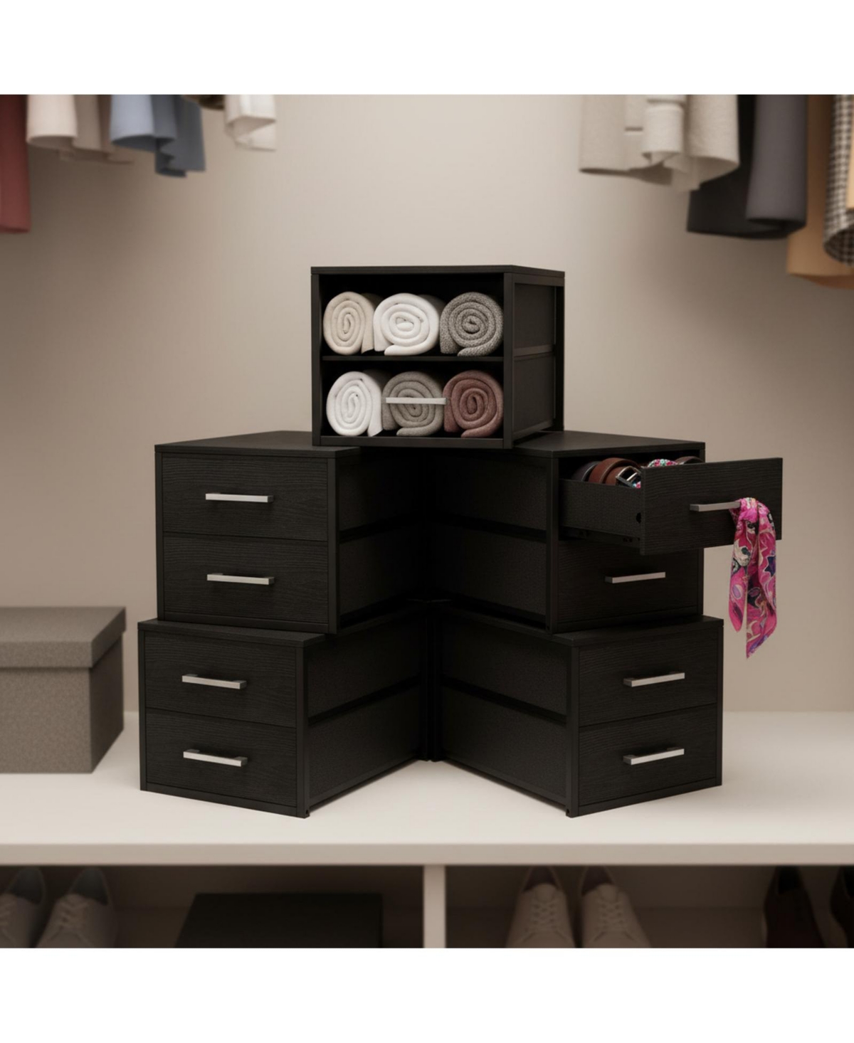 Yigii Stackable Storage Drawers Closet Organizers Fabric 2 Drawer Dresser Bedroom Packs Modern