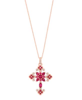Ruby (2-3/8 ct. t.w.) & Diamond (1/3 ct. t.w.) Pendant Necklace in 14k Rose Gold