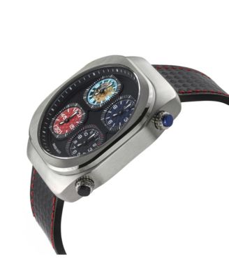 Men's Quattro Swiss Quartz with stitching Leather Strap Watch