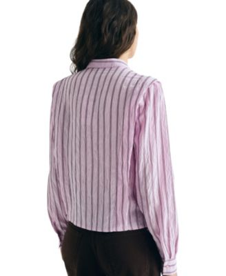 Women's Shoulder Pad Effect Striped Shirt