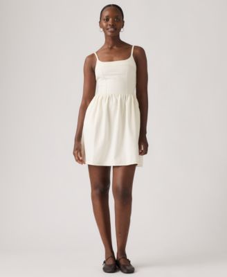 Levis Womens Jadine Square Neck Denim Mini Dress - Icy Ecru 4 70$