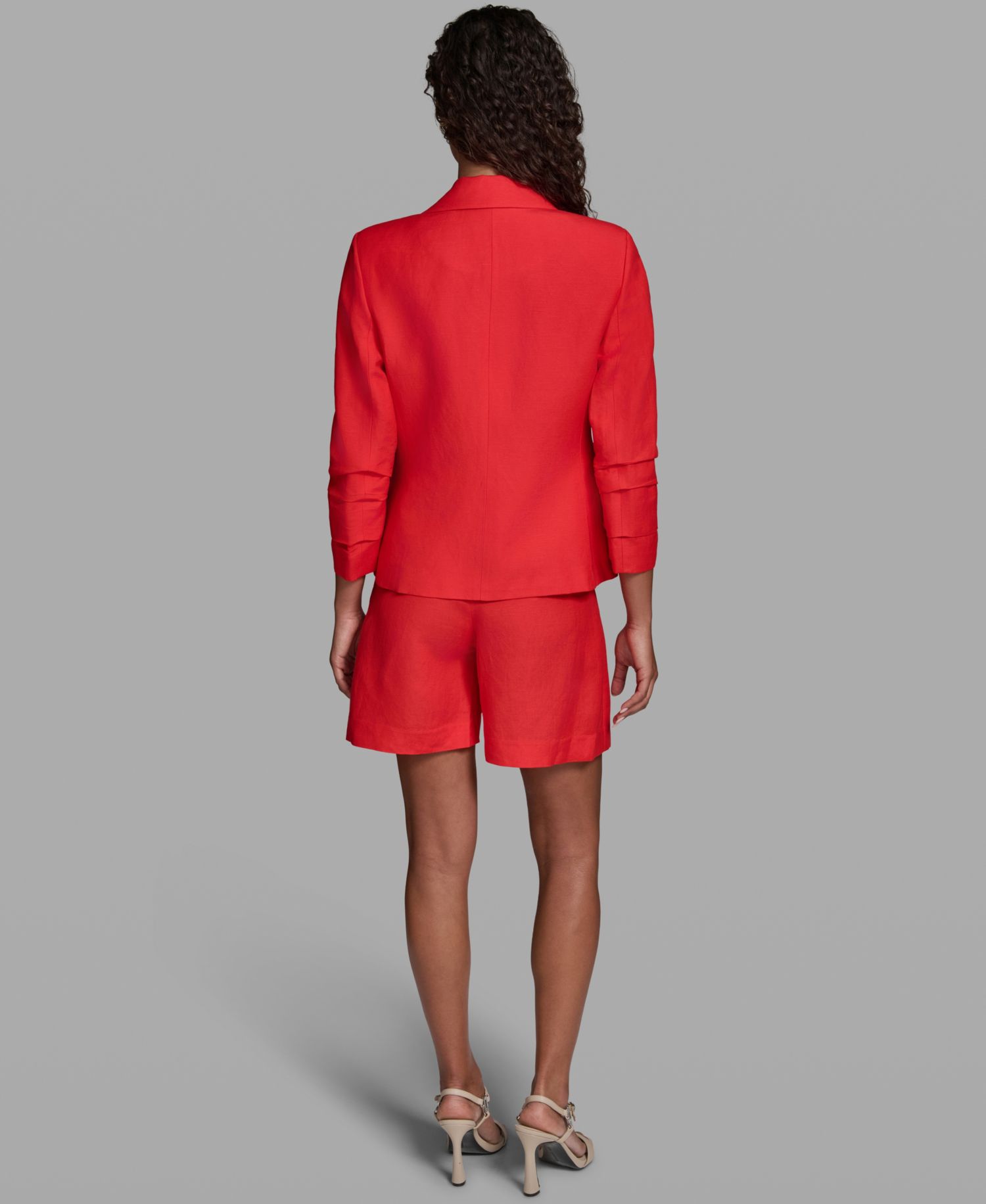 Women's Linen-Blend Cropped Single-Button Blazer