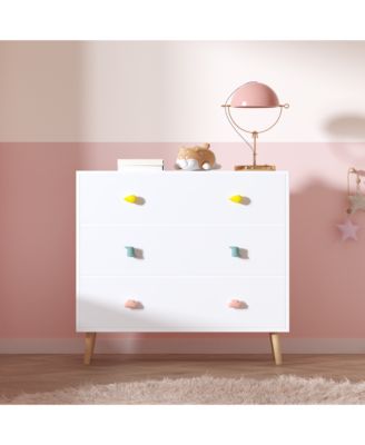 Kids 3 Drawer Dresser Baby Nightstand Storage Cabinet