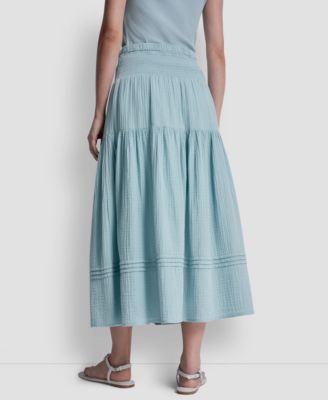 Women's Smocked-Waist Tiered Maxi Skirt