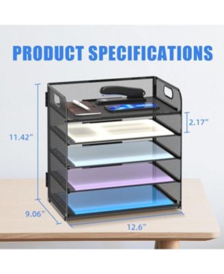 5-Tier Mesh Letter Tray Desk Organizer