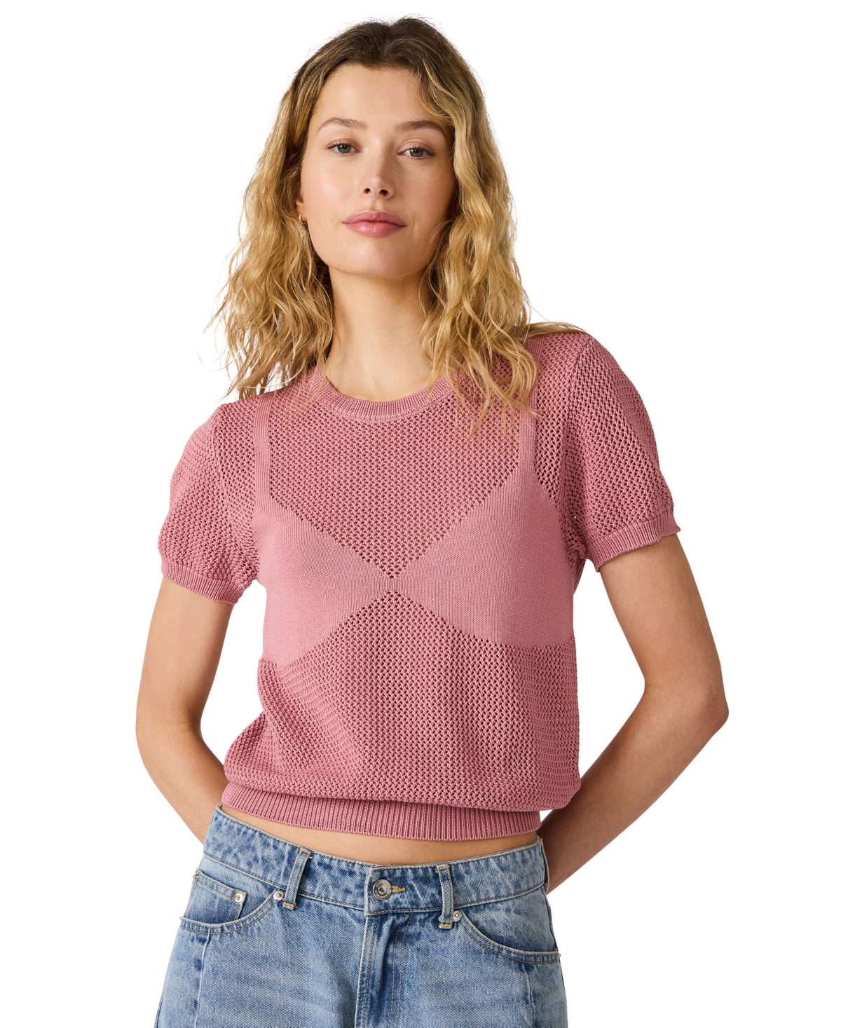 Steve Madden Women's Blakelee Crewneck Short-Sleeve Sweater