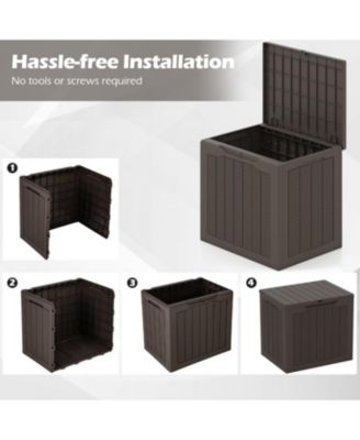 Outdoor Storage Box 25 Gallon Deck Box with Lockable Lid and Wicker-woven