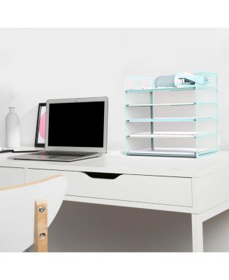 Letter Tray Paper Organizer 5-tier Desk File Holder Metal Desktop Document Shelf Office Classroom Organization