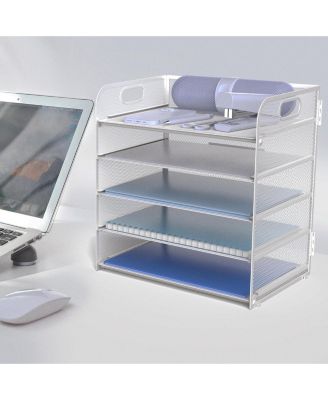 Letter Tray Paper Organizer 5-tier Desk File Holder Metal Desktop Document Shelf Office Classroom Organization