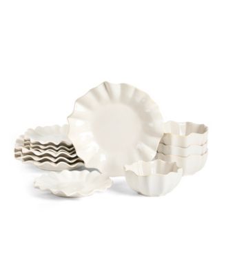 Lotus Stoneware 12-Piece Dinnerware Set, Service For 4