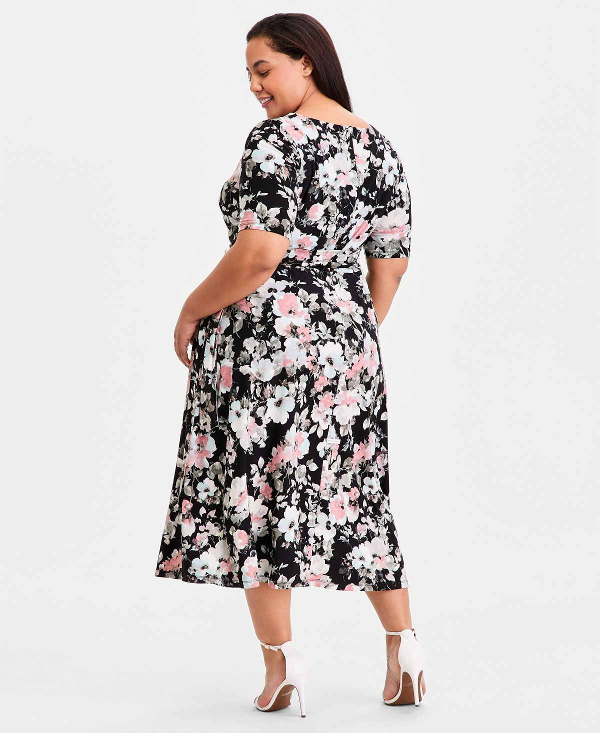 Kasper Women's Floral Elbow-Sleeve Fit & Flare Dress view 5 — MAYCSS fashion products