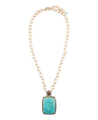 Jacquard Blue Turquoise Golden Pendant Necklace
