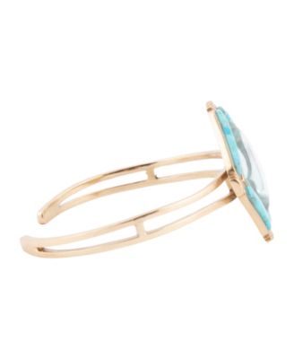 Scenic Native Weave Blue Turquoise Golden Cuff Bracelet